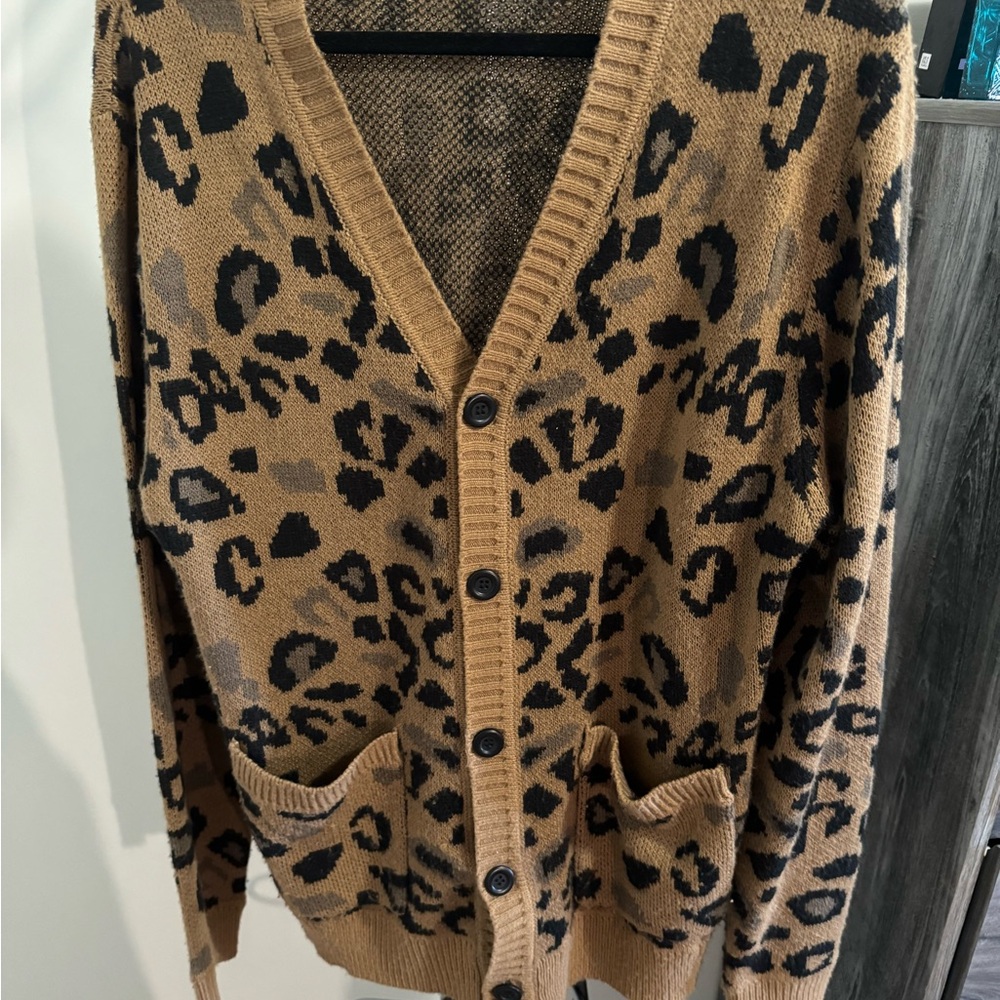 Fashion Nova Leopard Print Cardigan - Brown and Black